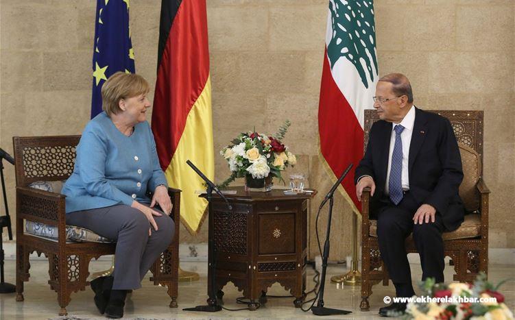 الرئيس عون يلتقي المستشارة الالمانية أنجيلا ميركل في القصر الجمهوري