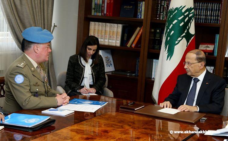 عون: لبنان متمسك بتطبيق القرار الأممي رقم 1701  