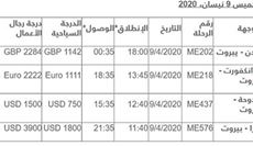 جدول رحلات طيران...