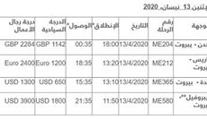 جدول رحلات طيران...