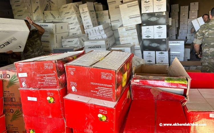 &quot;الريجي&quot; ضبطت داخل مستودع في اللبوة كميات من المصنوعات التبغية المهربة