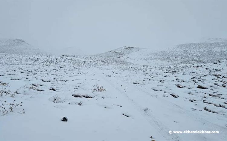 الثلوج تغطي مرتفعات الضنية وتقطع طريقها مع الهرمل