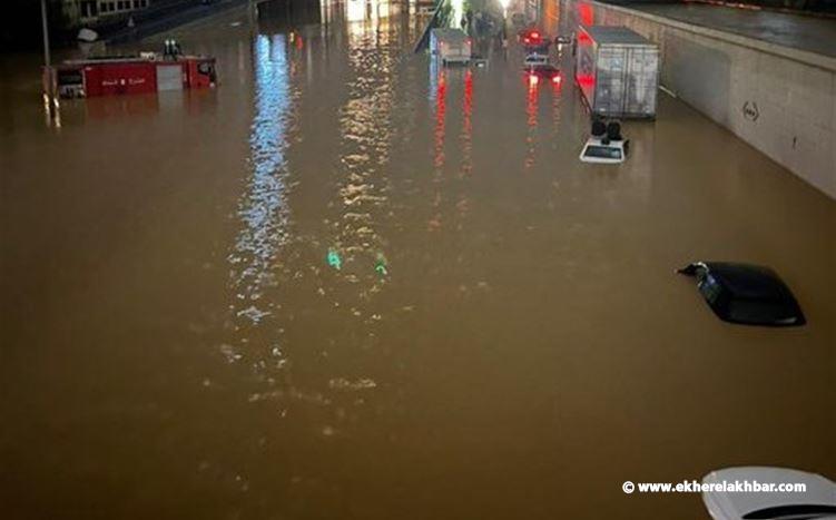 بسبب فيضان نهر بيروت تدابير سير في محلة الكرنتينا
