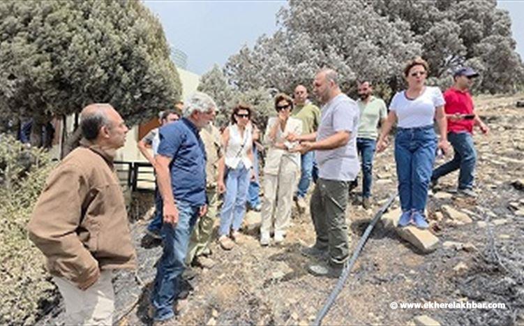 وزيرة البيئة تفقدت موقع الحريق في جرود القبيات