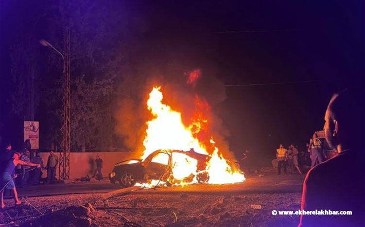 مُسيّرة إسرائيلية تقصف بصاروخين بلدة حومين الفوقا، جنوب لبنان.