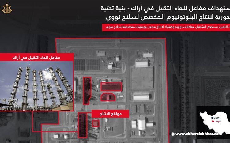 الجيش الإسرائيلي: استهداف مفاعل الماء الثقيل في آراك وسط إيران