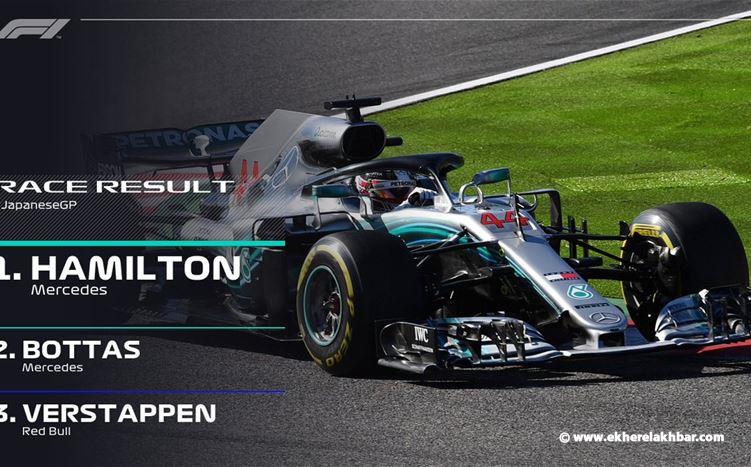فوز سائق مرسيدس لويس هاميلتون بسباق جائزة اليابان الكبرى ببطولة العالم للفورمولا 1