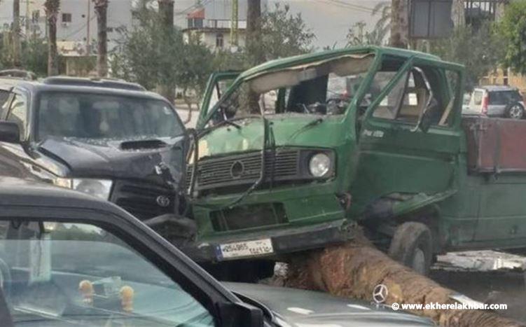 حادث سير على طريق الحسبة جنوبي مدينة صيدا