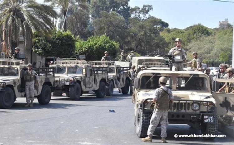 الجيش: نواصل حفظ الأمن وتسيير دوريات وندعو الجميع إلى التقيد بالإجراءات المتخذة