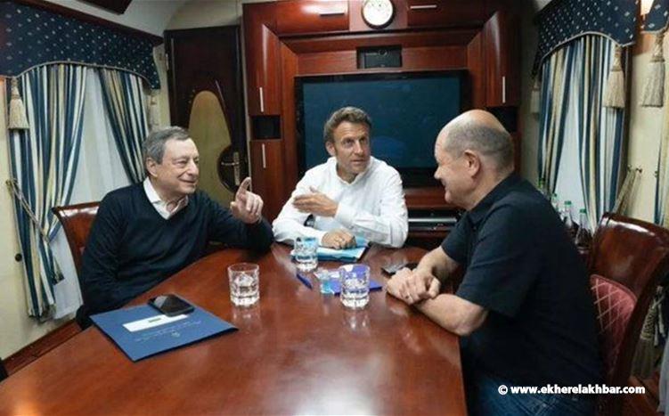 زعماء فرنسا وألمانيا وإيطاليا ورومانيا يزورون إربين القريبة من العاصمة الأوكرانية كييف