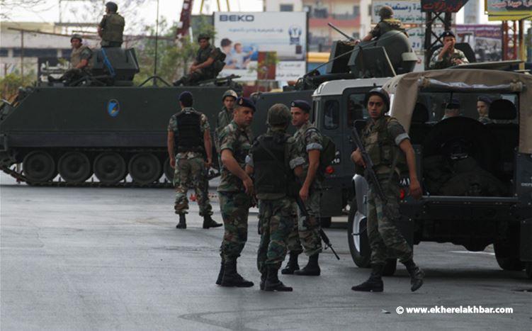 الجيش : نتيجةً للتدابير الأمنية توقيف ٢٩ مطلوباً ومصادرة أسلحة